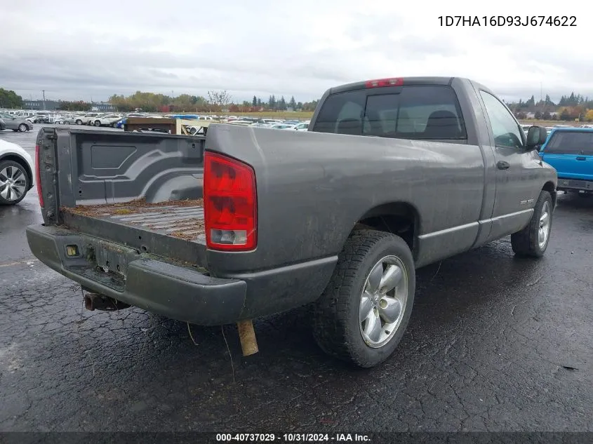 2003 Dodge Ram 1500 Slt/Laramie/St VIN: 1D7HA16D93J674622 Lot: 40737029