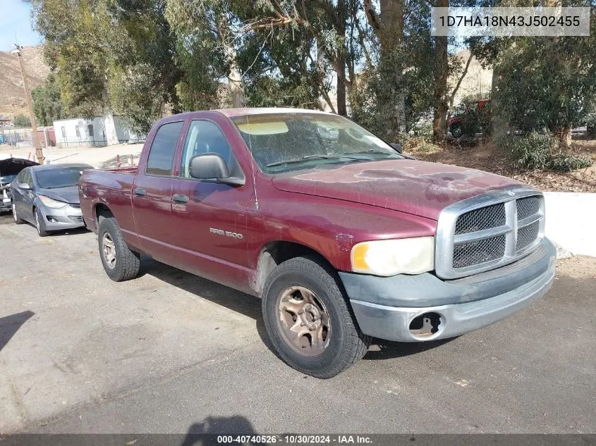 2003 Dodge Ram 1500 Slt/Laramie/St VIN: 1D7HA18N43J502455 Lot: 40740526