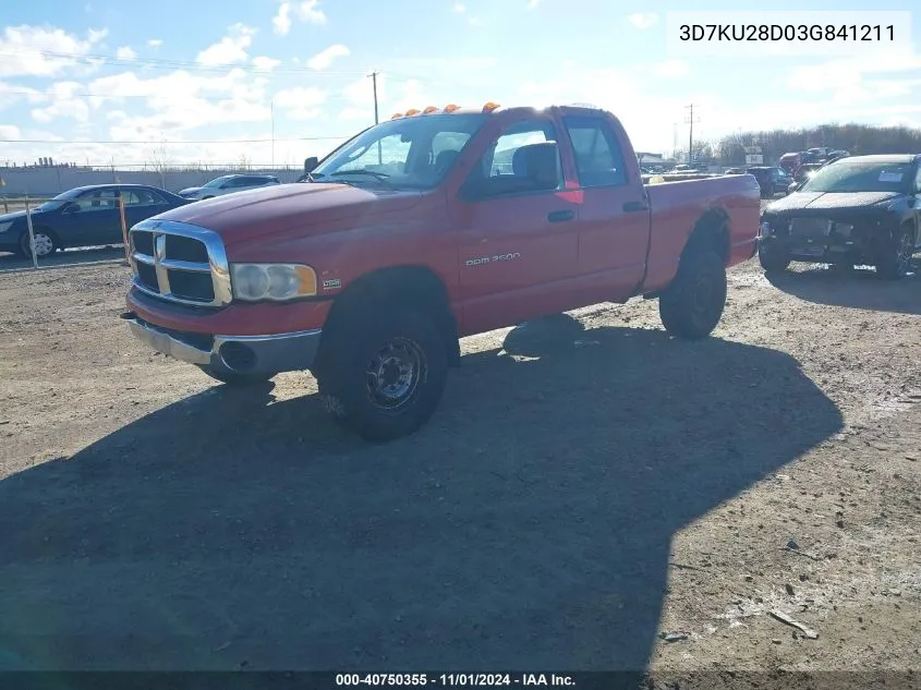 2003 Dodge Ram 2500 Slt/Laramie/St VIN: 3D7KU28D03G841211 Lot: 40750355