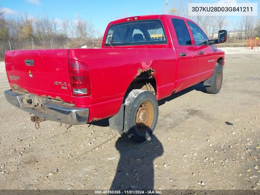 2003 Dodge Ram 2500 Slt/Laramie/St VIN: 3D7KU28D03G841211 Lot: 40750355