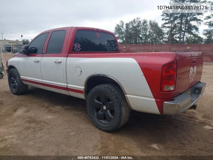 2003 Dodge Ram 1500 Slt/Laramie/St VIN: 1D7HA18N03S179175 Lot: 40753433