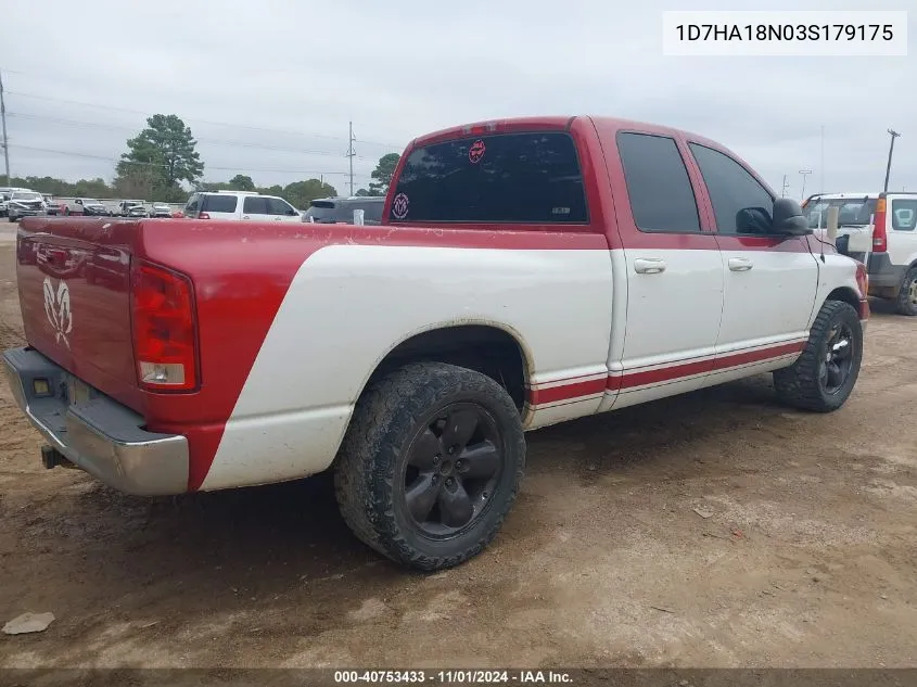 2003 Dodge Ram 1500 Slt/Laramie/St VIN: 1D7HA18N03S179175 Lot: 40753433