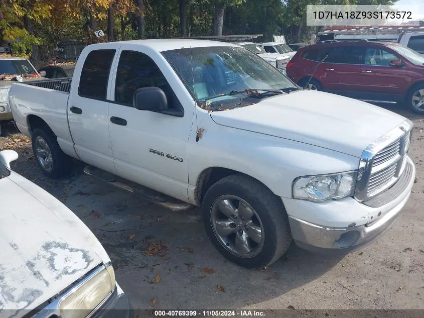 2003 Dodge Ram 1500 Slt/Laramie/St VIN: 1D7HA18Z93S173572 Lot: 40769399