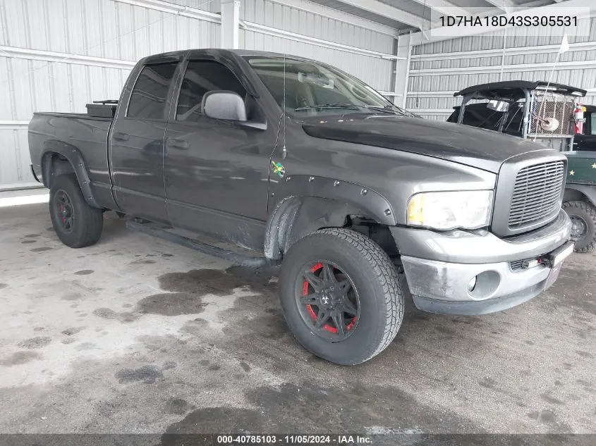 2003 Dodge Ram 1500 Slt/Laramie/St VIN: 1D7HA18D43S305531 Lot: 40785103