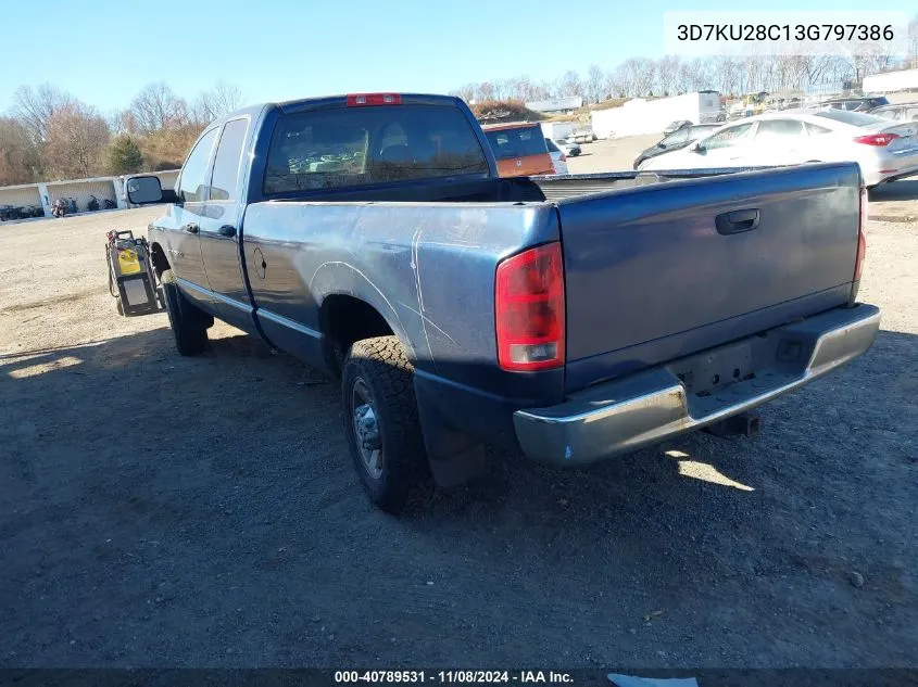 2003 Dodge Ram 2500 Slt/Laramie/St VIN: 3D7KU28C13G797386 Lot: 40789531