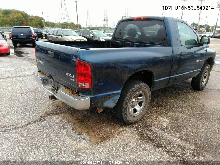 2003 Dodge Ram 1500 Slt/Laramie/St VIN: 1D7HU16N53J549214 Lot: 40820771