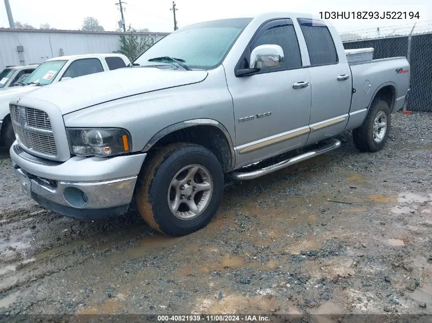 2003 Dodge Ram 1500 Slt/Laramie/St VIN: 1D3HU18Z93J522194 Lot: 40821939