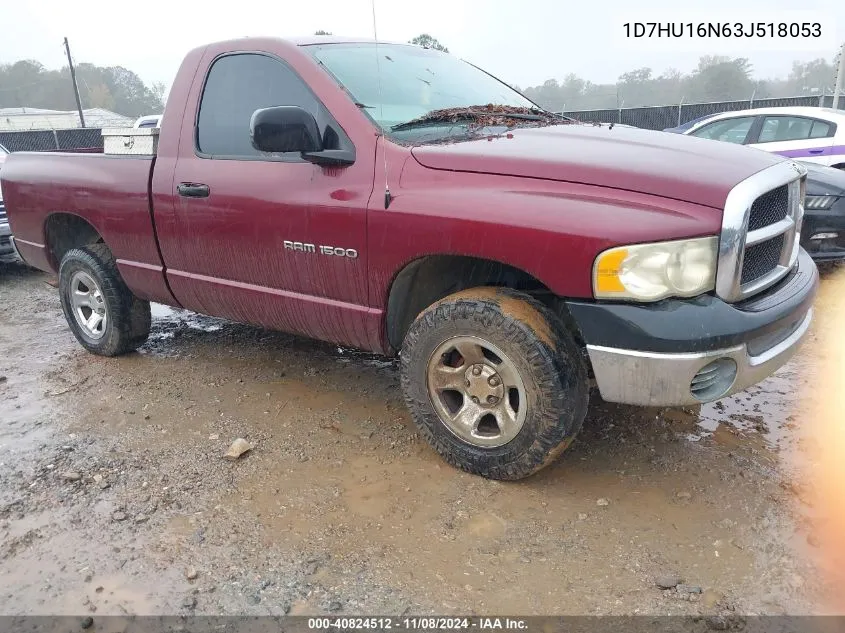 2003 Dodge Ram 1500 Slt/Laramie/St VIN: 1D7HU16N63J518053 Lot: 40824512