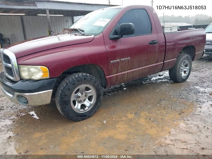 2003 Dodge Ram 1500 Slt/Laramie/St VIN: 1D7HU16N63J518053 Lot: 40824512