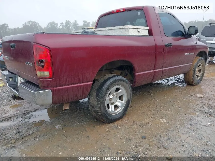 2003 Dodge Ram 1500 Slt/Laramie/St VIN: 1D7HU16N63J518053 Lot: 40824512