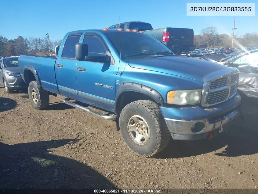 2003 Dodge Ram 2500 Slt/Laramie/St VIN: 3D7KU28C43G833555 Lot: 40865821