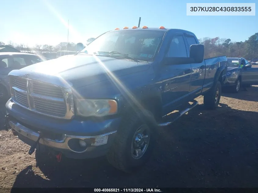 2003 Dodge Ram 2500 Slt/Laramie/St VIN: 3D7KU28C43G833555 Lot: 40865821