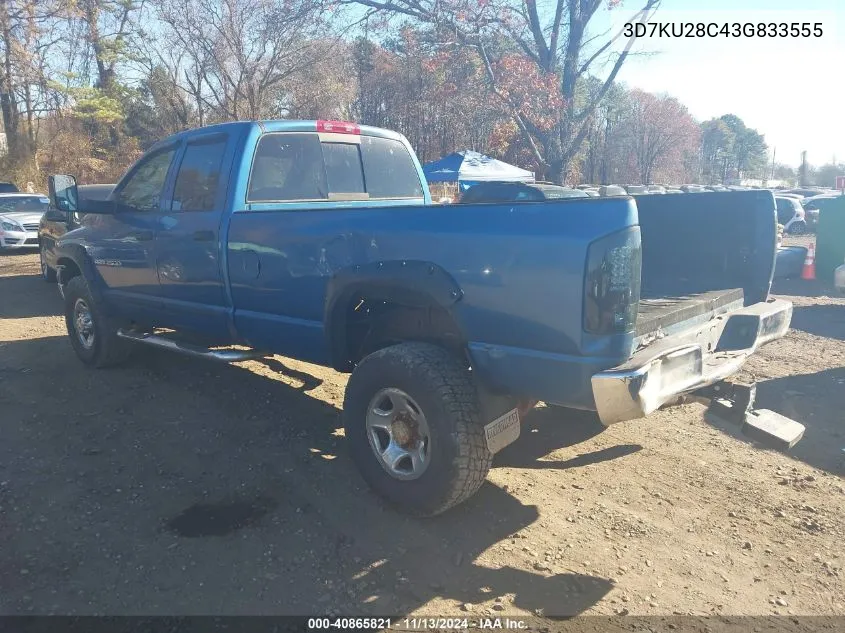 2003 Dodge Ram 2500 Slt/Laramie/St VIN: 3D7KU28C43G833555 Lot: 40865821