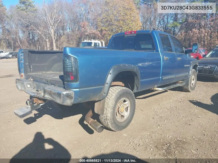 2003 Dodge Ram 2500 Slt/Laramie/St VIN: 3D7KU28C43G833555 Lot: 40865821