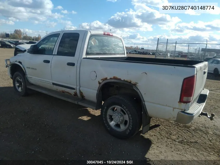 2004 Dodge Ram 2500 St/Slt VIN: 3D7KU28C74G148774 Lot: 30047045