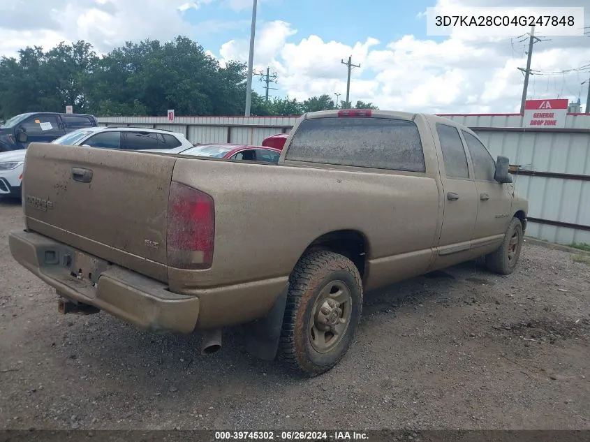 2004 Dodge Ram 2500 Slt/Laramie VIN: 3D7KA28C04G247848 Lot: 39745302