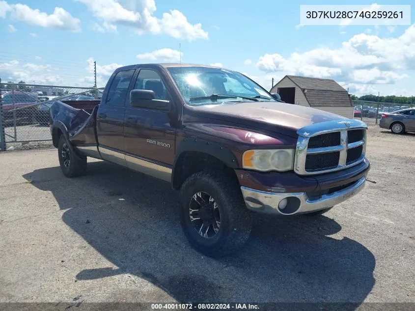 2004 Dodge Ram 2500 Slt/Laramie VIN: 3D7KU28C74G259261 Lot: 40011072