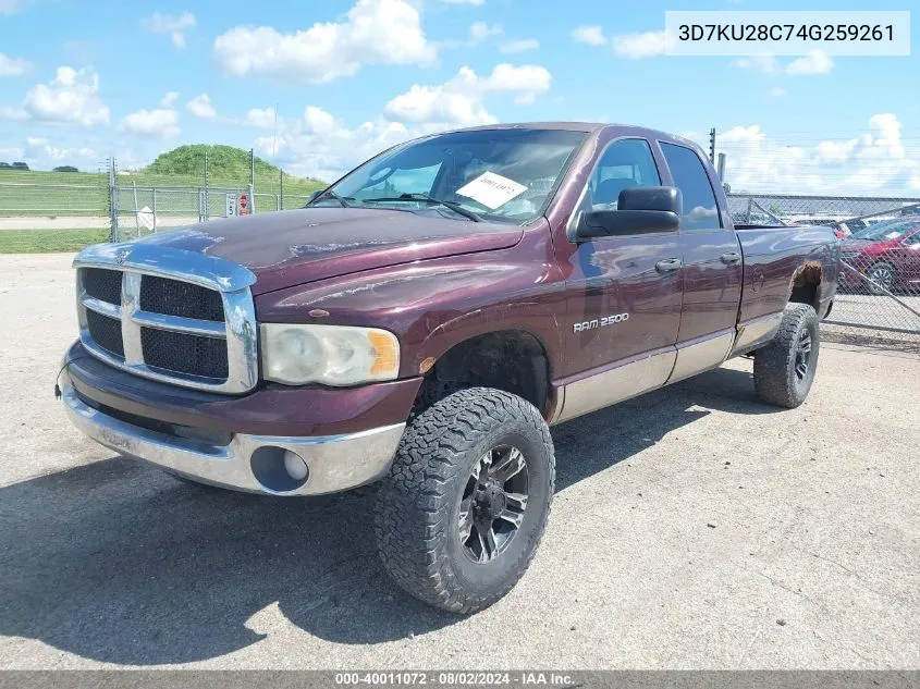 2004 Dodge Ram 2500 Slt/Laramie VIN: 3D7KU28C74G259261 Lot: 40011072