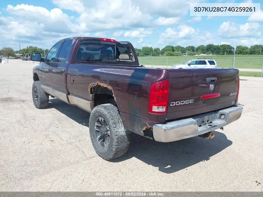 2004 Dodge Ram 2500 Slt/Laramie VIN: 3D7KU28C74G259261 Lot: 40011072