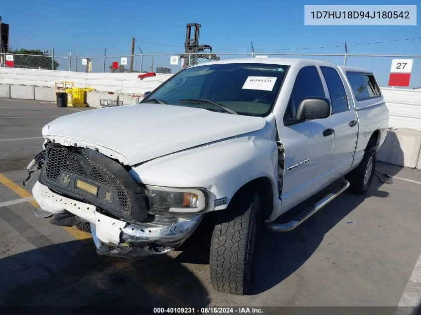 2004 Dodge Ram 1500 Slt/Laramie/St VIN: 1D7HU18D94J180542 Lot: 40109231