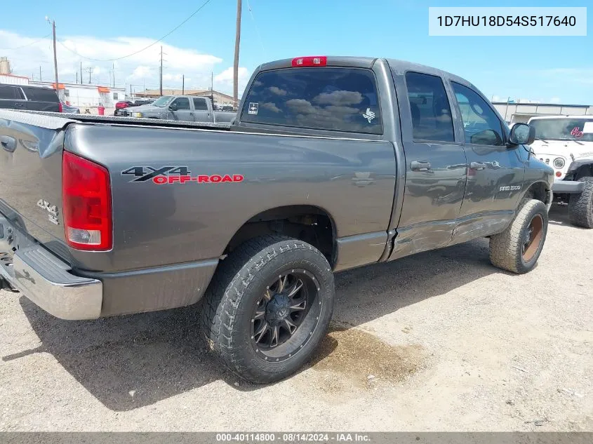 2004 Dodge Ram 1500 Slt/Laramie VIN: 1D7HU18D54S517640 Lot: 40114800