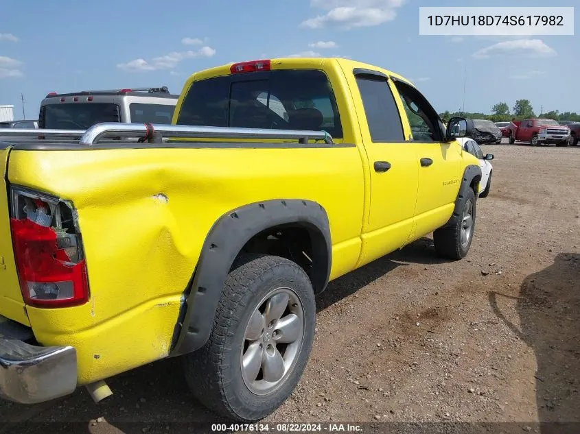 2004 Dodge Ram 1500 Slt/Laramie VIN: 1D7HU18D74S617982 Lot: 40176134