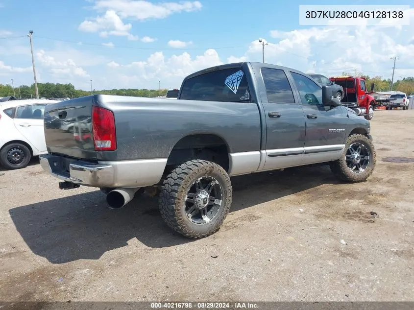 2004 Dodge Ram 2500 Slt/Laramie VIN: 3D7KU28C04G128138 Lot: 40216798