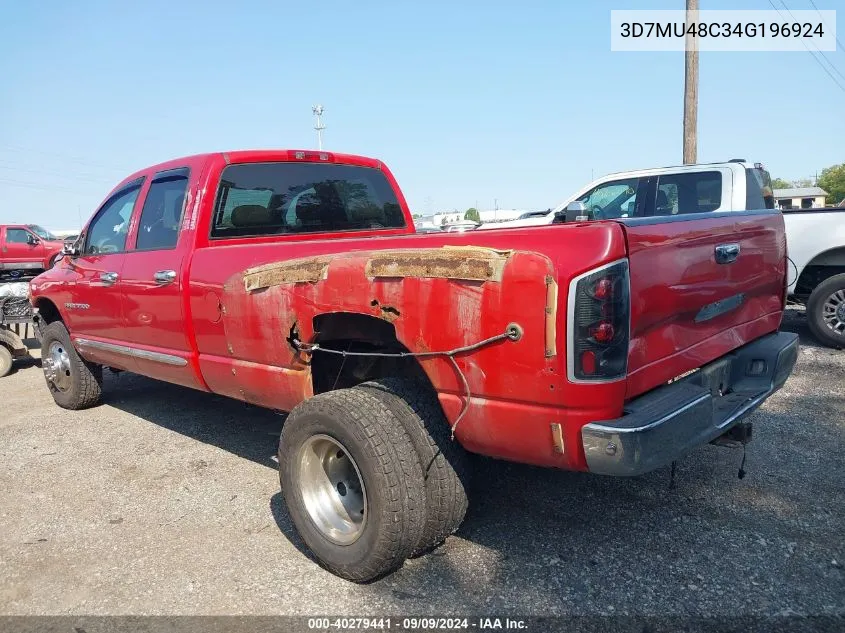 2004 Dodge Ram 3500 Slt/Laramie VIN: 3D7MU48C34G196924 Lot: 40279441