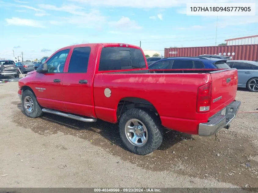 2004 Dodge Ram 1500 Slt/Laramie VIN: 1D7HA18D94S777905 Lot: 40349566