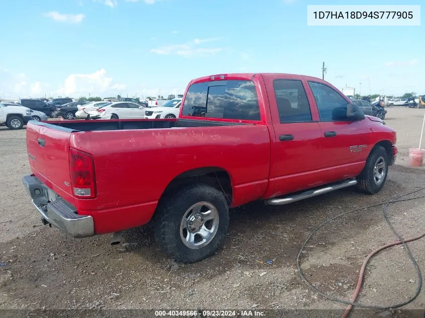 2004 Dodge Ram 1500 Slt/Laramie VIN: 1D7HA18D94S777905 Lot: 40349566