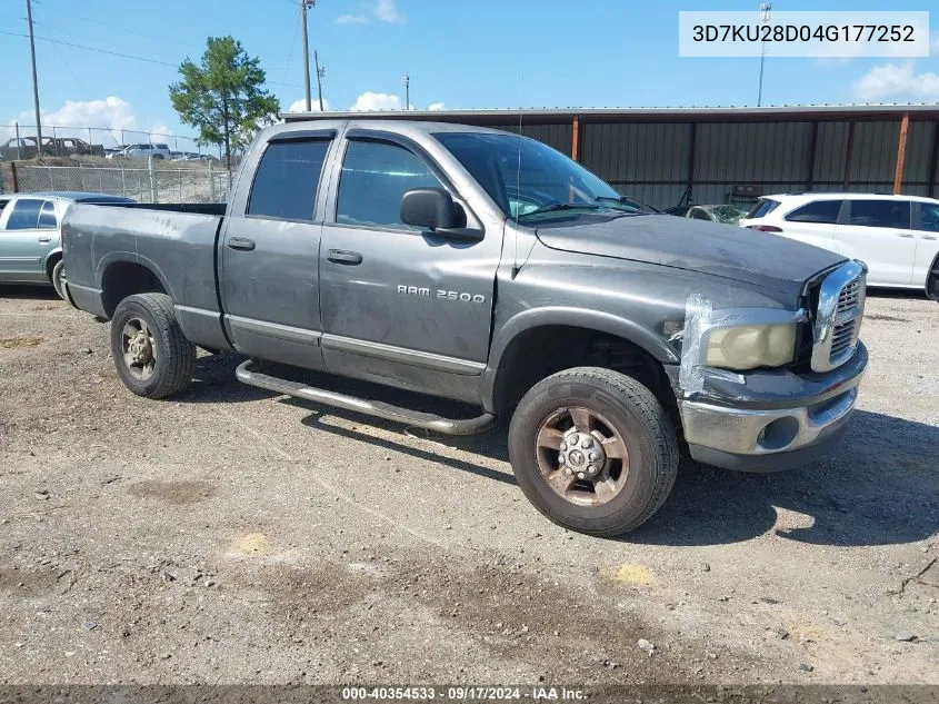 2004 Dodge Ram 2500 Slt/Laramie/St VIN: 3D7KU28D04G177252 Lot: 40354533