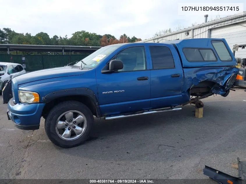 2004 Dodge Ram 1500 Slt/Laramie VIN: 1D7HU18D94S517415 Lot: 40381764