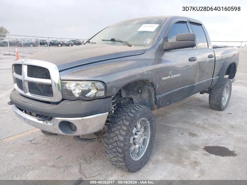 2004 Dodge Ram 2500 Slt/Laramie VIN: 3D7KU28D64G160598 Lot: 40392017