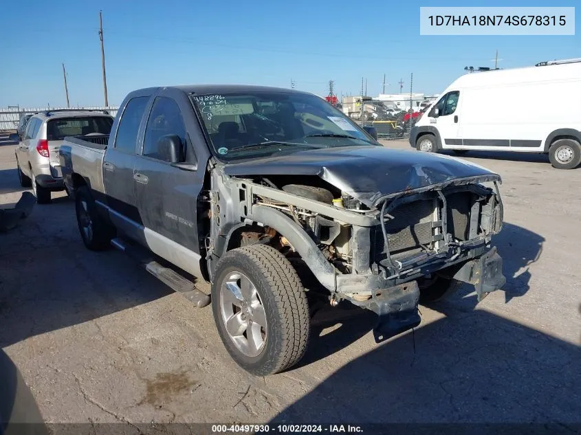 2004 Dodge Ram 1500 Slt/Laramie VIN: 1D7HA18N74S678315 Lot: 40497930