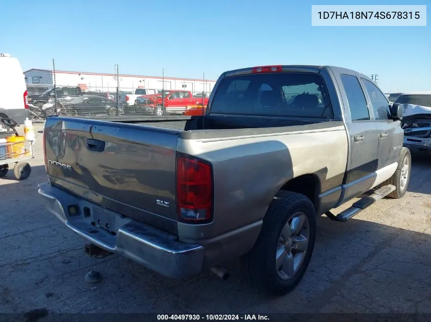 2004 Dodge Ram 1500 Slt/Laramie VIN: 1D7HA18N74S678315 Lot: 40497930