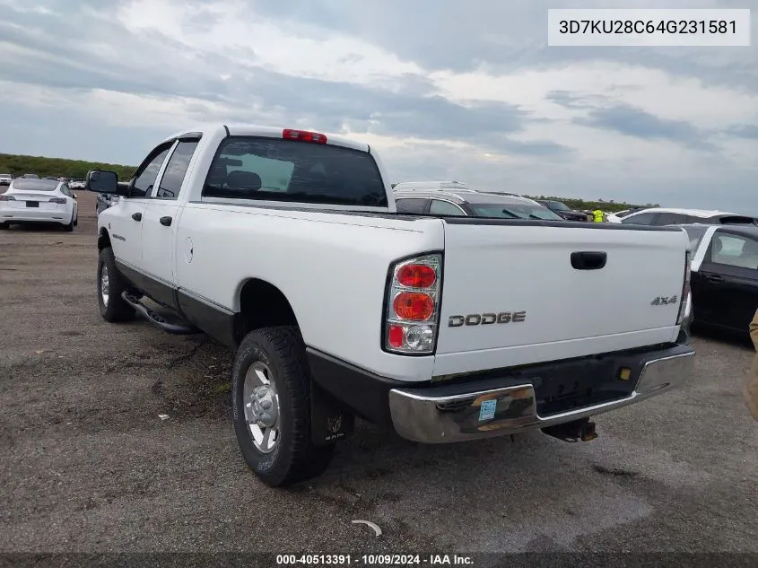 2004 Dodge Ram 2500 St/Slt VIN: 3D7KU28C64G231581 Lot: 40513391