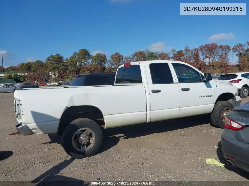 2004 Dodge Ram 2500 Slt/Laramie VIN: 3D7KU28D94G199315 Lot: 40613625