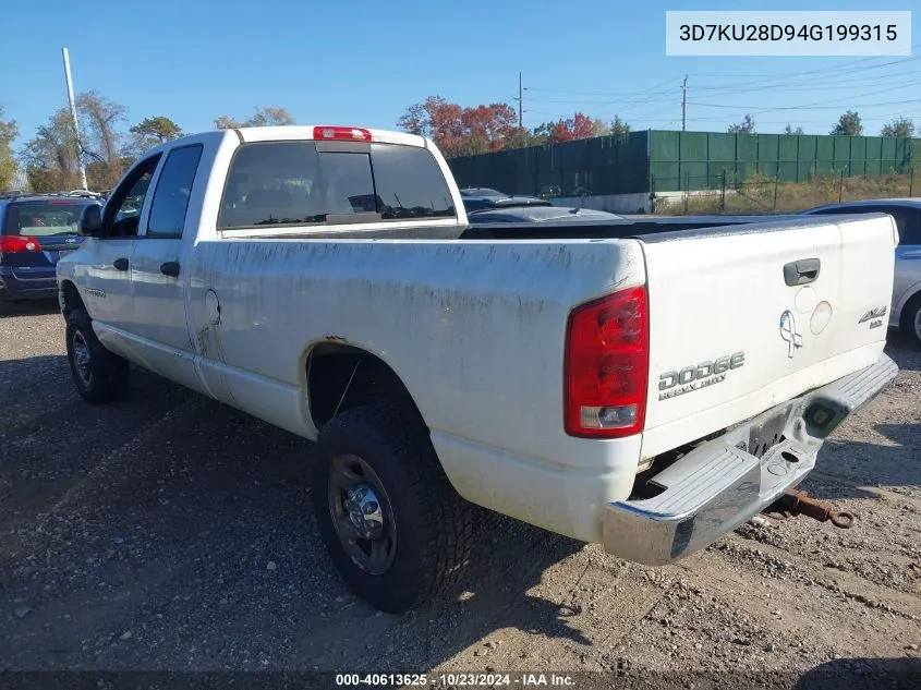 2004 Dodge Ram 2500 Slt/Laramie VIN: 3D7KU28D94G199315 Lot: 40613625