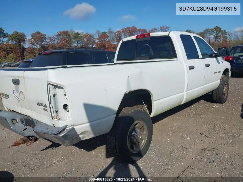 2004 Dodge Ram 2500 Slt/Laramie VIN: 3D7KU28D94G199315 Lot: 40613625