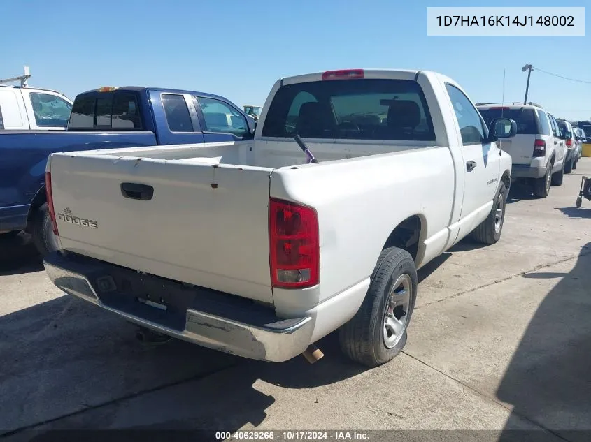 2004 Dodge Ram 1500 St VIN: 1D7HA16K14J148002 Lot: 40629265