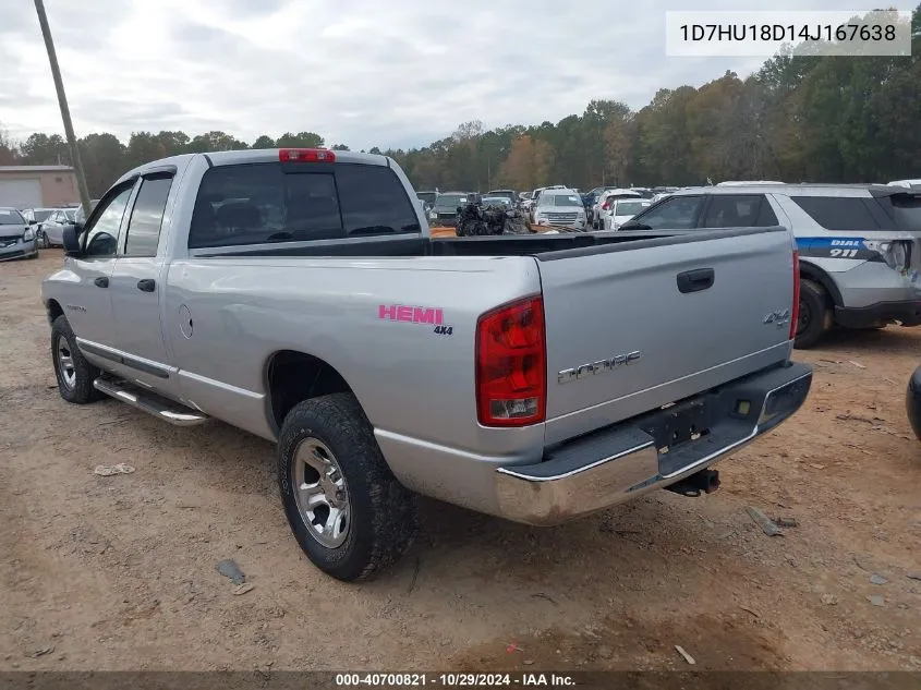 2004 Dodge Ram 1500 Slt/Laramie VIN: 1D7HU18D14J167638 Lot: 40700821