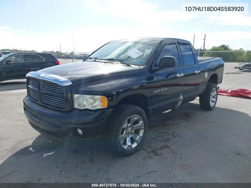 2004 Dodge Ram 1500 Slt VIN: 1D7HU18D04S583920 Lot: 40727070