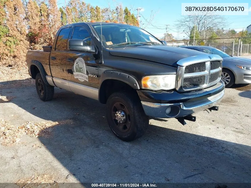 2004 Dodge Ram 2500 VIN: 3B7KU28D54G170670 Lot: 40739104