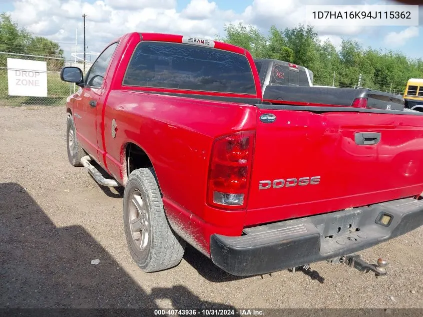 2004 Dodge Ram 1500 St VIN: 1D7HA16K94J115362 Lot: 40743936