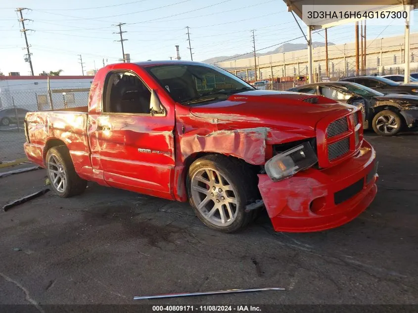 2004 Dodge Ram 1500 Srt-10 VIN: 3D3HA16H64G167300 Lot: 40809171