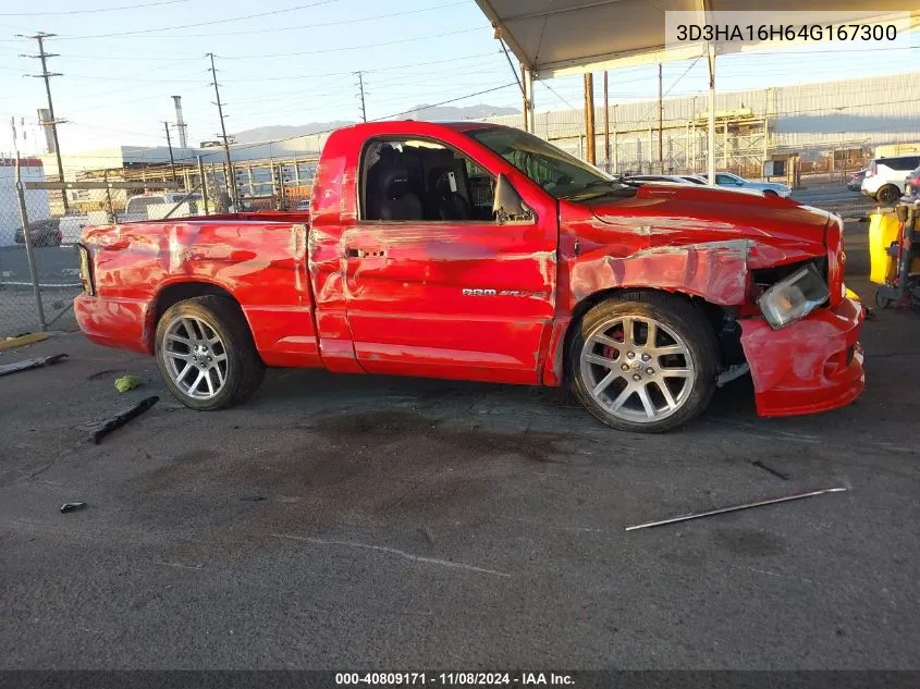 2004 Dodge Ram 1500 Srt-10 VIN: 3D3HA16H64G167300 Lot: 40809171