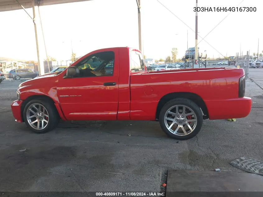 2004 Dodge Ram 1500 Srt-10 VIN: 3D3HA16H64G167300 Lot: 40809171