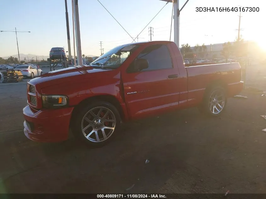 2004 Dodge Ram 1500 Srt-10 VIN: 3D3HA16H64G167300 Lot: 40809171