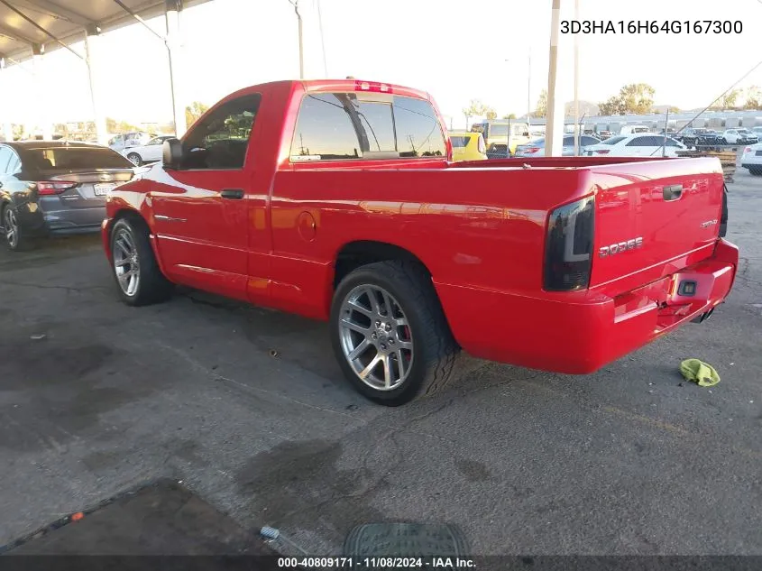 2004 Dodge Ram 1500 Srt-10 VIN: 3D3HA16H64G167300 Lot: 40809171