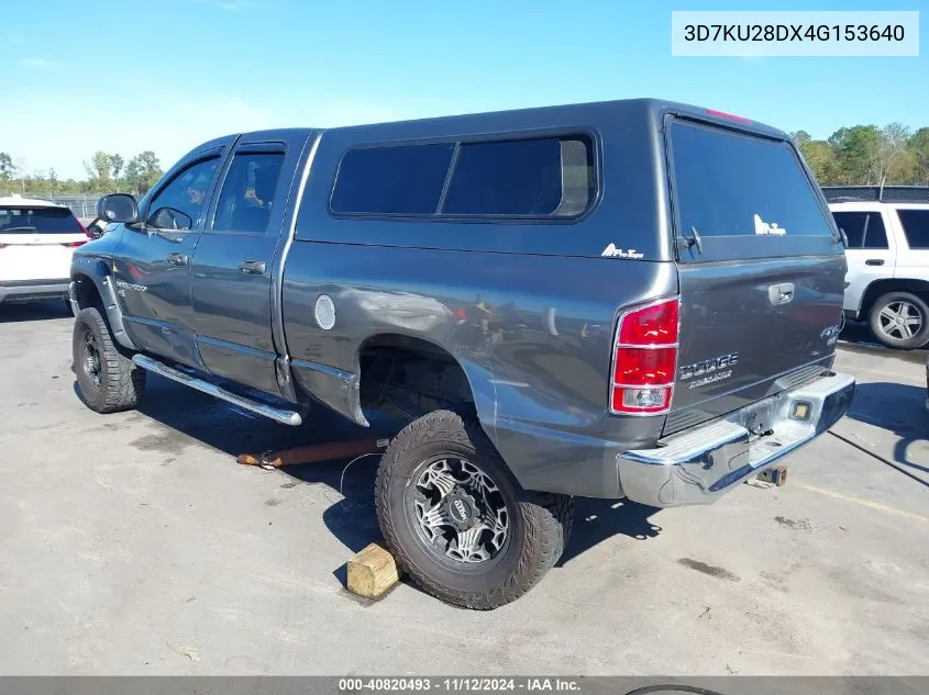 2004 Dodge Ram 2500 Slt/Laramie VIN: 3D7KU28DX4G153640 Lot: 40820493